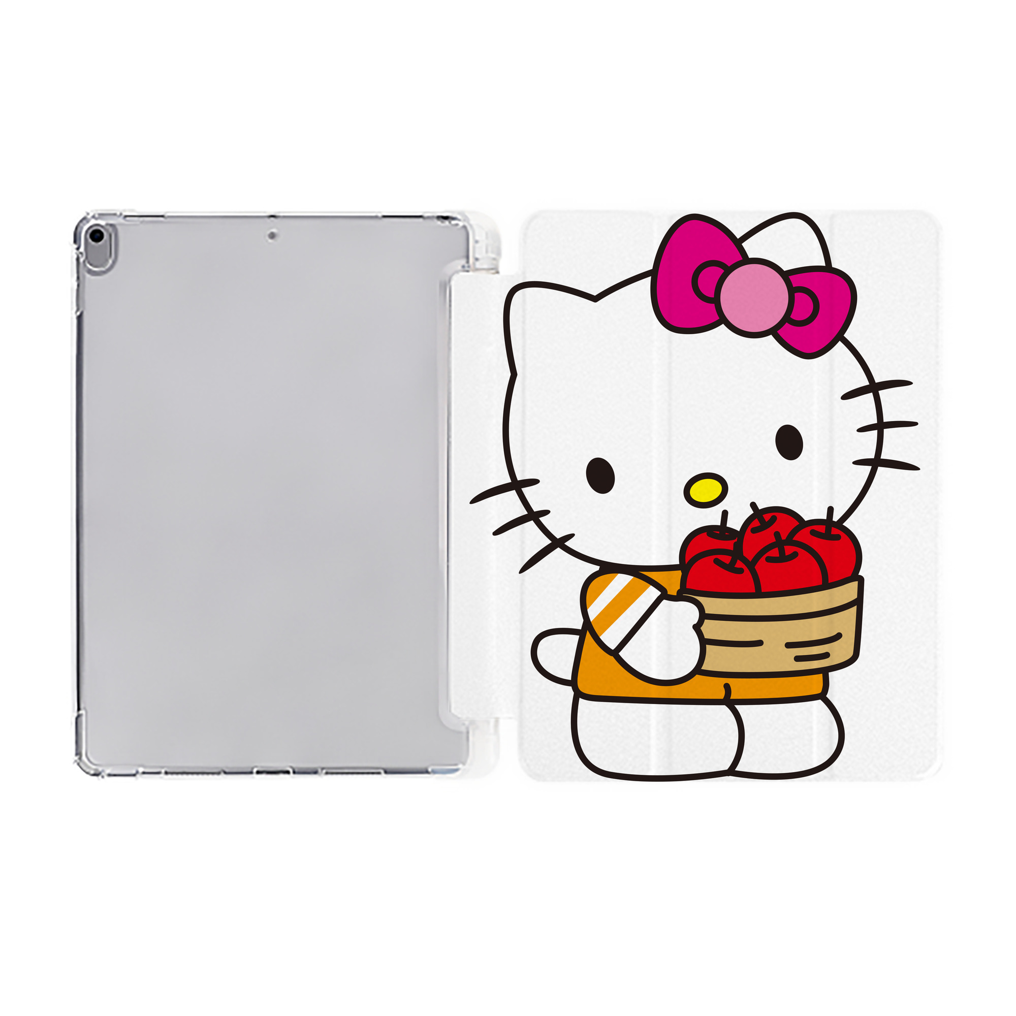 （画像用） Hello Kitty ハローキティ IPad ケース ペン収納付き 三つ折りスタンド PUレザー×シリコン 対応機種9.5/10.5/10.9インチ